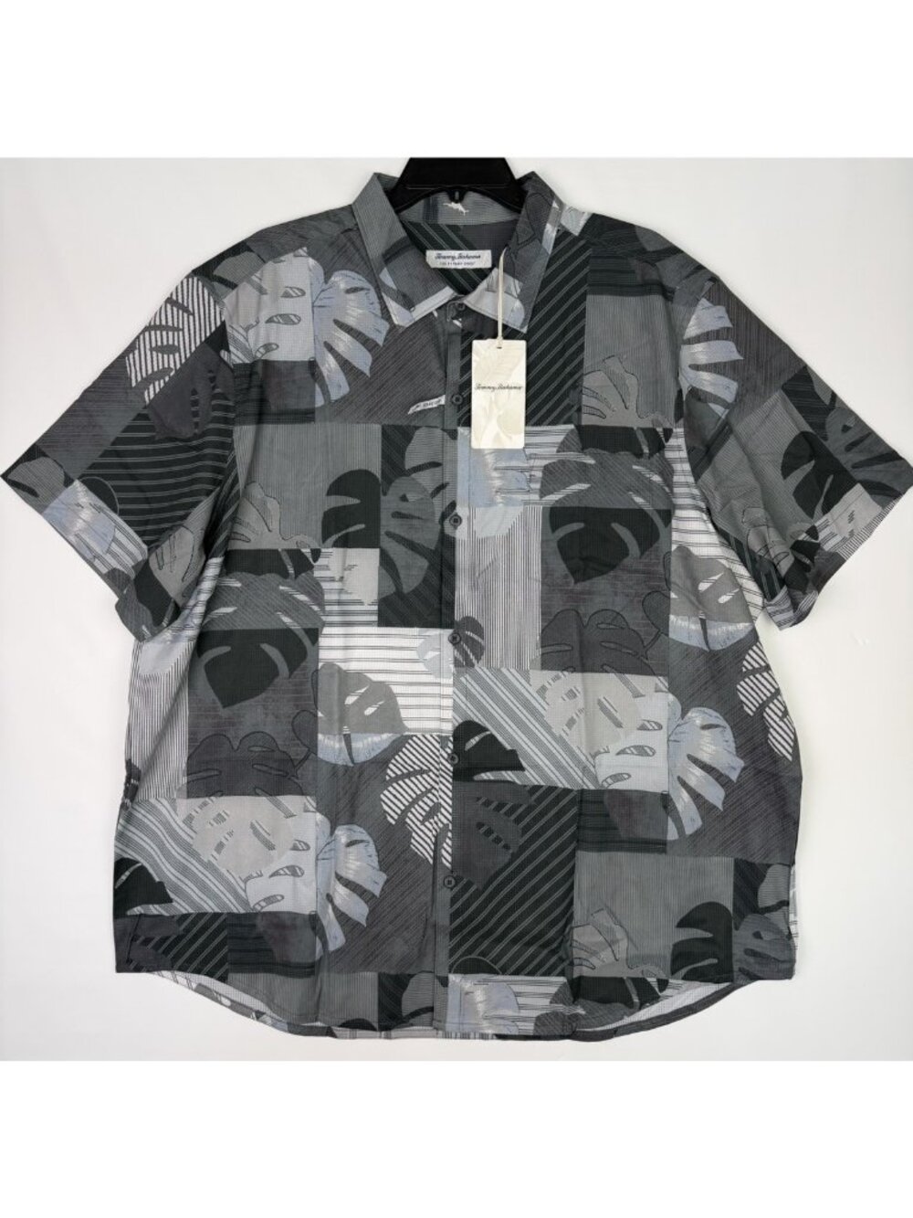 Tommy Bahama Island Men's Shirt XXL Bahama Coast Patchwork Palms Black NWT